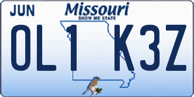 MO license plate OL1K3Z