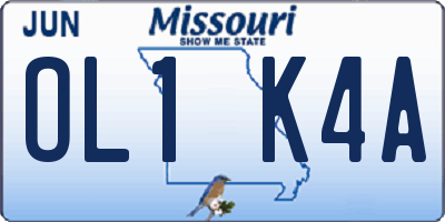 MO license plate OL1K4A