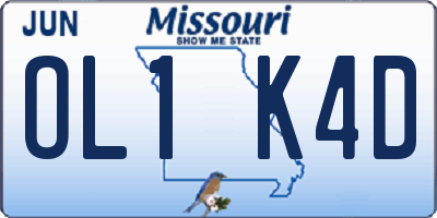MO license plate OL1K4D
