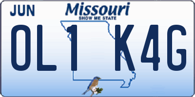 MO license plate OL1K4G