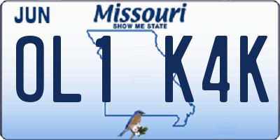 MO license plate OL1K4K