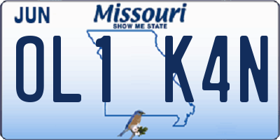 MO license plate OL1K4N