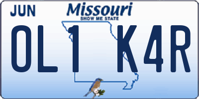 MO license plate OL1K4R