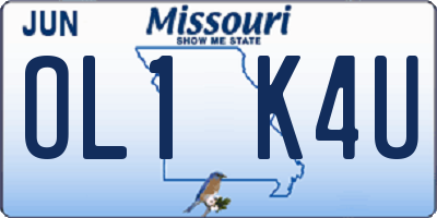 MO license plate OL1K4U
