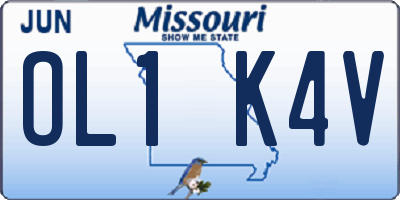MO license plate OL1K4V