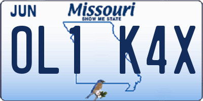MO license plate OL1K4X