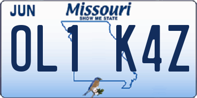 MO license plate OL1K4Z