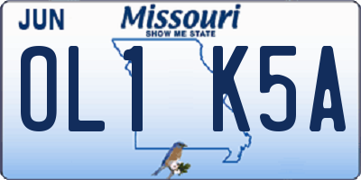 MO license plate OL1K5A