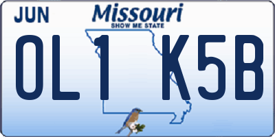 MO license plate OL1K5B