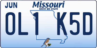 MO license plate OL1K5D