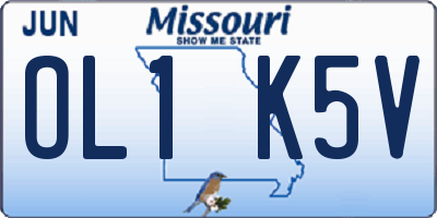 MO license plate OL1K5V
