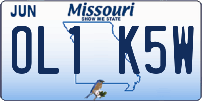 MO license plate OL1K5W
