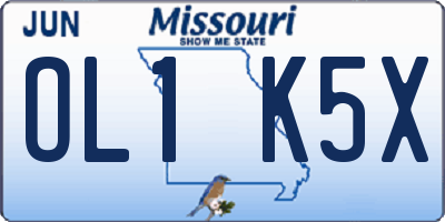 MO license plate OL1K5X