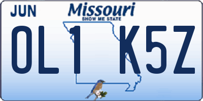 MO license plate OL1K5Z