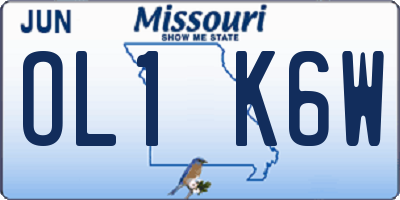 MO license plate OL1K6W
