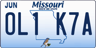MO license plate OL1K7A