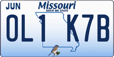MO license plate OL1K7B
