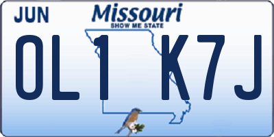 MO license plate OL1K7J
