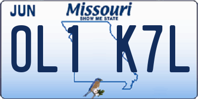 MO license plate OL1K7L
