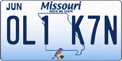 MO license plate OL1K7N