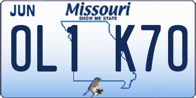 MO license plate OL1K7O