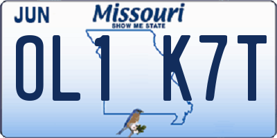 MO license plate OL1K7T