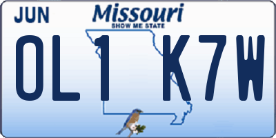 MO license plate OL1K7W