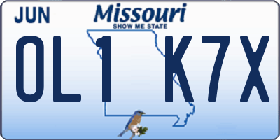 MO license plate OL1K7X