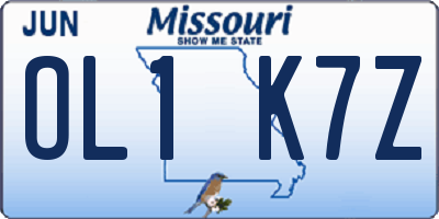MO license plate OL1K7Z