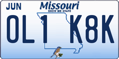 MO license plate OL1K8K