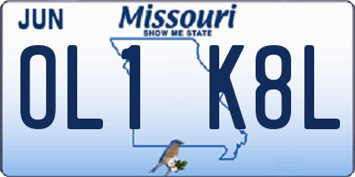 MO license plate OL1K8L
