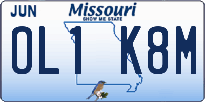 MO license plate OL1K8M