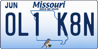 MO license plate OL1K8N