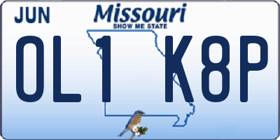MO license plate OL1K8P