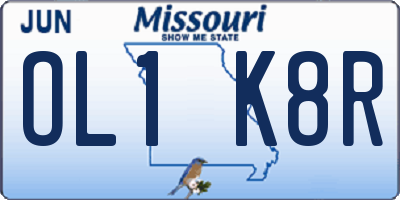 MO license plate OL1K8R
