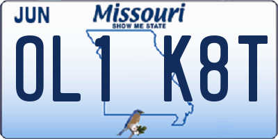 MO license plate OL1K8T