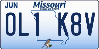 MO license plate OL1K8V