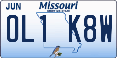 MO license plate OL1K8W