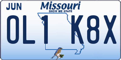 MO license plate OL1K8X