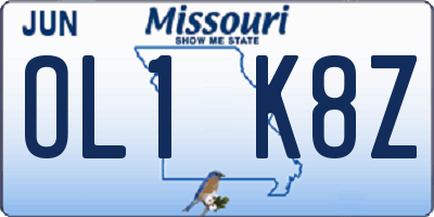 MO license plate OL1K8Z