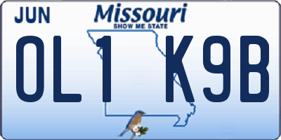 MO license plate OL1K9B