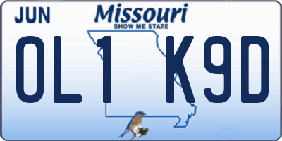 MO license plate OL1K9D