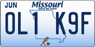 MO license plate OL1K9F