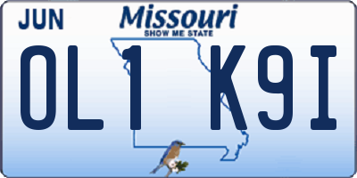 MO license plate OL1K9I