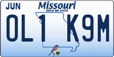 MO license plate OL1K9M