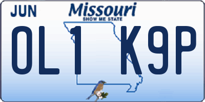MO license plate OL1K9P