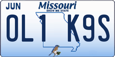 MO license plate OL1K9S