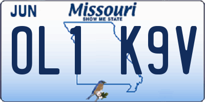 MO license plate OL1K9V