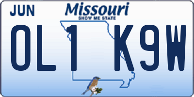 MO license plate OL1K9W