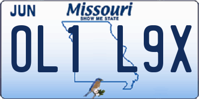 MO license plate OL1L9X